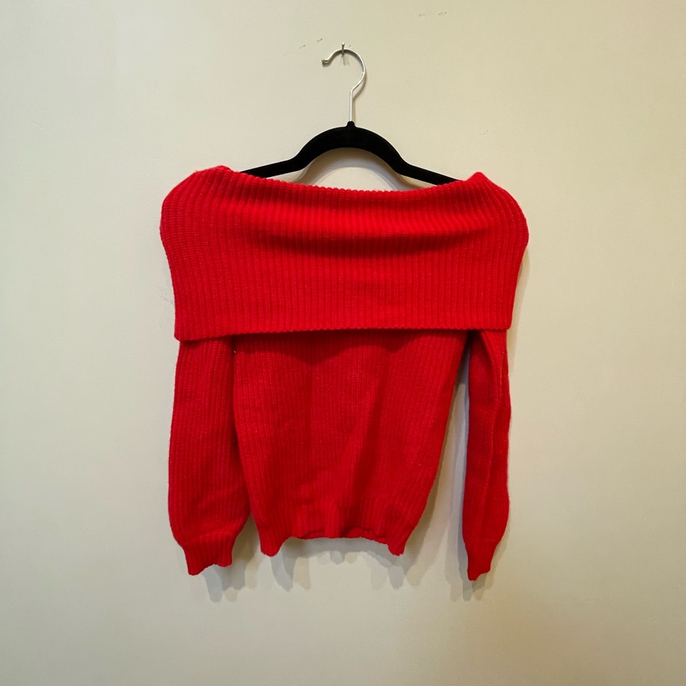 Sincerely Jules Vibrant Red Off-Shoulder Sweater